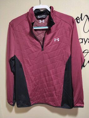 Under Armour Men's ColdGear Reactor Hybrid 1/4 Zip Pullover - Maroon/Black - M